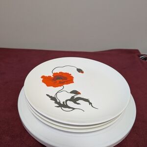 Wedgwood Cornpoppy Luncheon Plate Susie Cooper Bone China England - Set Of 4